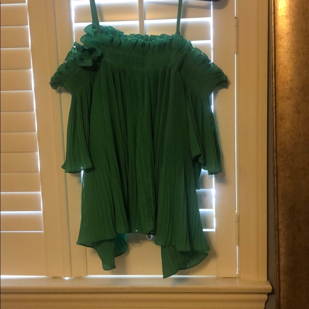 Green off the shoulder top